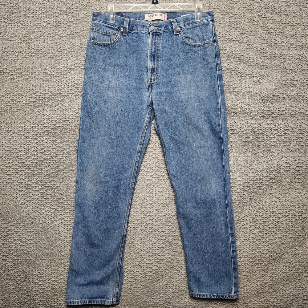 LEVIS 505 Men's Jeans Blue Denim Straight Fit Medium Wash Denim Size 36x32